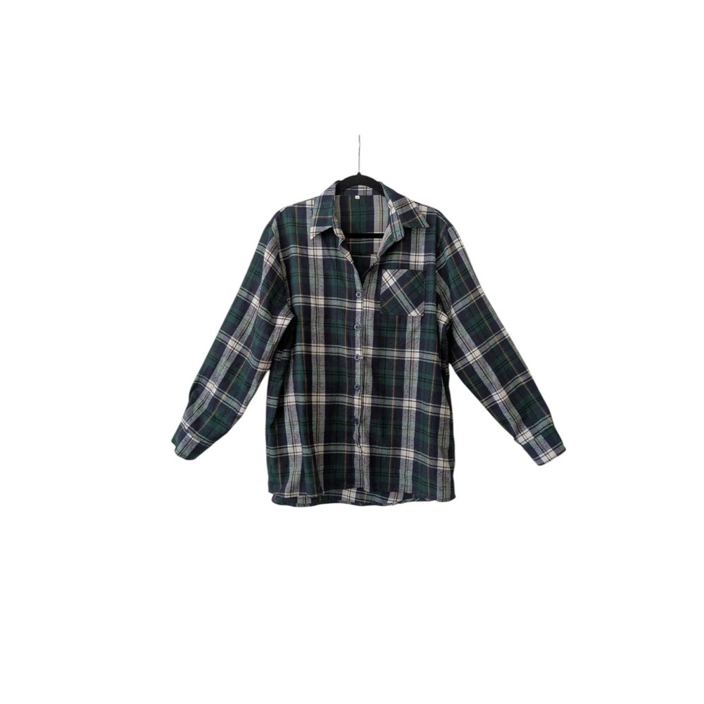Shein size XLarge blue And Green plaid flannel button up shirt